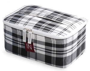 Grid Polyester Cosmetic Case with Zipper